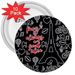 Paris 3  Buttons (10 pack)  Front