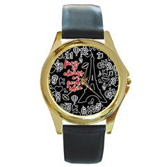 Paris Round Gold Metal Watch by Valentinaart