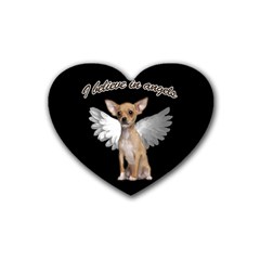 Angel Chihuahua Rubber Coaster (heart)  by Valentinaart