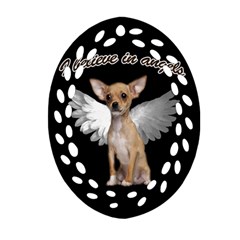 Angel Chihuahua Oval Filigree Ornament (two Sides) by Valentinaart