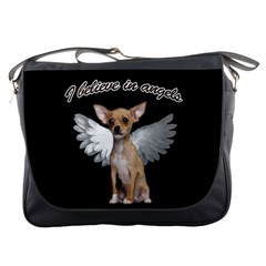 Angel Chihuahua Messenger Bags by Valentinaart