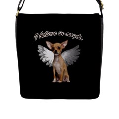 Angel Chihuahua Flap Messenger Bag (l)  by Valentinaart