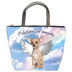 Angel Chihuahua Bucket Bags by Valentinaart