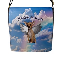 Angel Chihuahua Flap Messenger Bag (l)  by Valentinaart