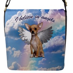 Angel Chihuahua Flap Messenger Bag (s) by Valentinaart