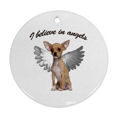 Angel Chihuahua Round Ornament (two Sides) by Valentinaart