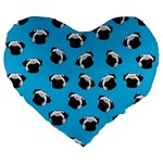 Pug dog pattern Large 19  Premium Flano Heart Shape Cushions Front