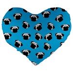 Pug dog pattern Large 19  Premium Flano Heart Shape Cushions Back