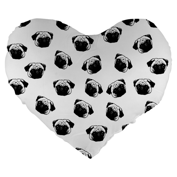 Pug dog pattern Large 19  Premium Heart Shape Cushions