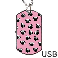 Pug Dog Pattern Dog Tag Usb Flash (one Side) by Valentinaart