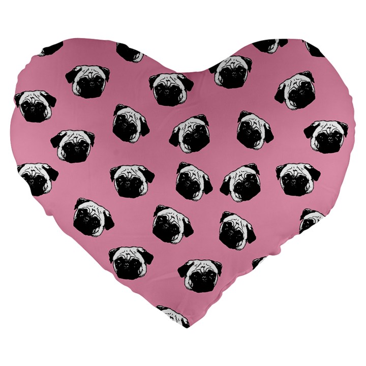 Pug dog pattern Large 19  Premium Heart Shape Cushions