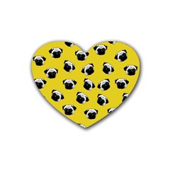 Pug dog pattern Rubber Coaster (Heart) 