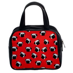 Pug Dog Pattern Classic Handbags (2 Sides) by Valentinaart