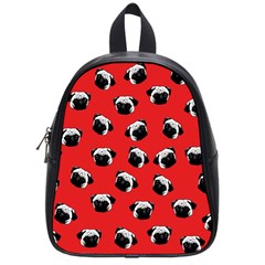 Pug Dog Pattern School Bags (small)  by Valentinaart