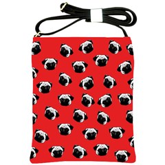 Pug Dog Pattern Shoulder Sling Bags by Valentinaart