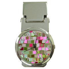 Color Square Tiles Random Effect Money Clip Watches