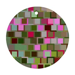 Color Square Tiles Random Effect Round Ornament (two Sides) by Nexatart