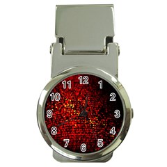 Red Particles Background Money Clip Watches by Nexatart