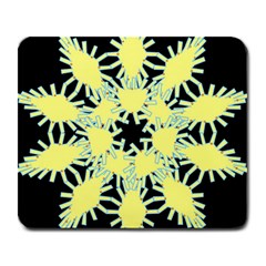 Yellow Snowflake Icon Graphic On Black Background Large Mousepads by Nexatart