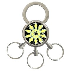 Yellow Snowflake Icon Graphic On Black Background 3-ring Key Chains by Nexatart