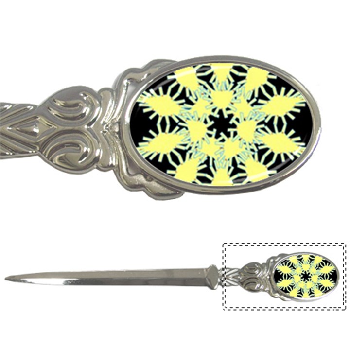 Yellow Snowflake Icon Graphic On Black Background Letter Openers