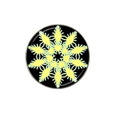Yellow Snowflake Icon Graphic On Black Background Hat Clip Ball Marker by Nexatart