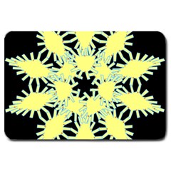 Yellow Snowflake Icon Graphic On Black Background Large Doormat  by Nexatart