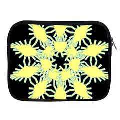 Yellow Snowflake Icon Graphic On Black Background Apple Ipad 2/3/4 Zipper Cases