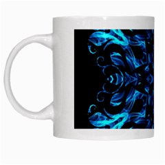 Blue Snowflake On Black Background White Mugs by Nexatart