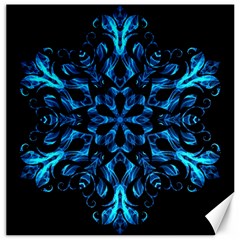 Blue Snowflake On Black Background Canvas 20  X 20  