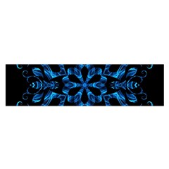 Blue Snowflake On Black Background Satin Scarf (oblong) by Nexatart