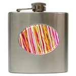 Color Ribbons Background Wallpaper Hip Flask (6 oz) Front