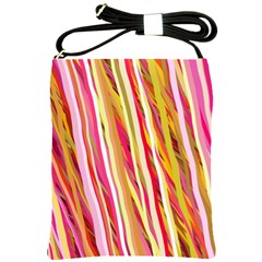 Color Ribbons Background Wallpaper Shoulder Sling Bags by Nexatart