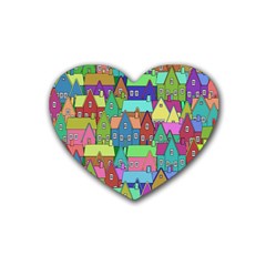 Neighborhood In Color Rubber Coaster (heart) 