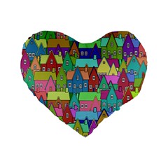 Neighborhood In Color Standard 16  Premium Flano Heart Shape Cushions by Nexatart