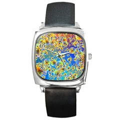 Color Particle Background Square Metal Watch by Nexatart