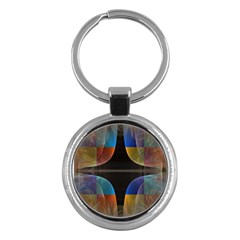 Black Cross With Color Map Fractal Image Of Black Cross With Color Map Key Chains (round)  by Nexatart