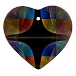 Black Cross With Color Map Fractal Image Of Black Cross With Color Map Heart Ornament (Two Sides) Back