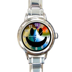 Simple Smiley In Color Round Italian Charm Watch by Nexatart