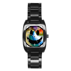 Simple Smiley In Color Stainless Steel Barrel Watch by Nexatart