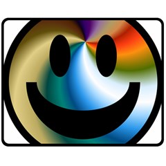 Simple Smiley In Color Double Sided Fleece Blanket (medium) 