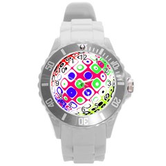 Color Ball Sphere With Color Dots Round Plastic Sport Watch (l) by Nexatart