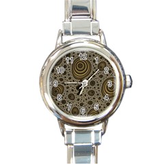 White Vintage Frame With Sepia Targets Round Italian Charm Watch by Nexatart