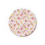 Happy Birds Seamless Pattern Animal Birds Pattern Rubber Coaster (Round)  Front