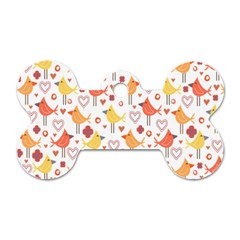 Happy Birds Seamless Pattern Animal Birds Pattern Dog Tag Bone (two Sides) by Nexatart