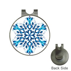 Blue Snowflake On Black Background Hat Clips With Golf Markers by Nexatart