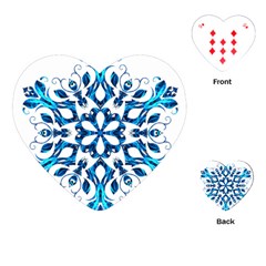 Blue Snowflake On Black Background Playing Cards (heart)  by Nexatart