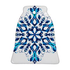 Blue Snowflake On Black Background Bell Ornament (two Sides)