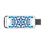 Blue Snowflake On Black Background Portable USB Flash (Two Sides) Front