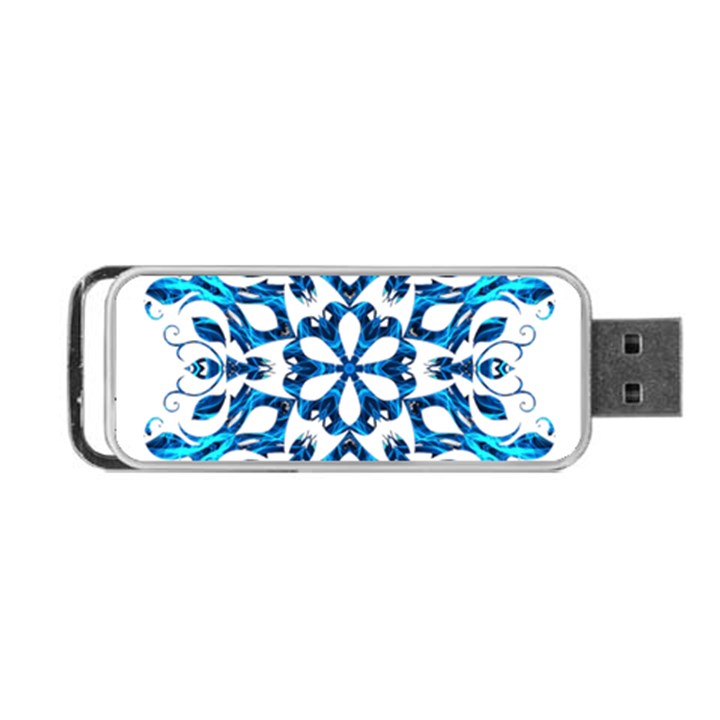 Blue Snowflake On Black Background Portable USB Flash (Two Sides)